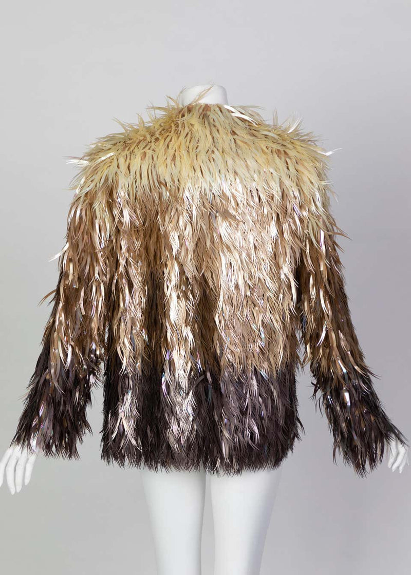 Chloé Stella McCartney Metallic Ombré Plastic Vegan Feather Coat Runway F/W 2000
