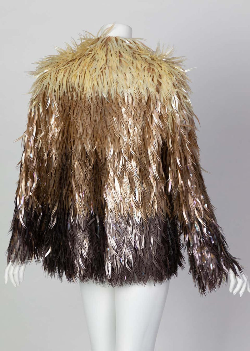 Chloé Stella McCartney Metallic Ombré Plastic Vegan Feather Coat Runway F/W 2000