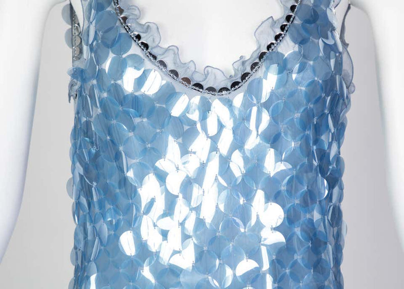Prada Shimmering Blue Silk Paillette Plunge Back Dress, 2012