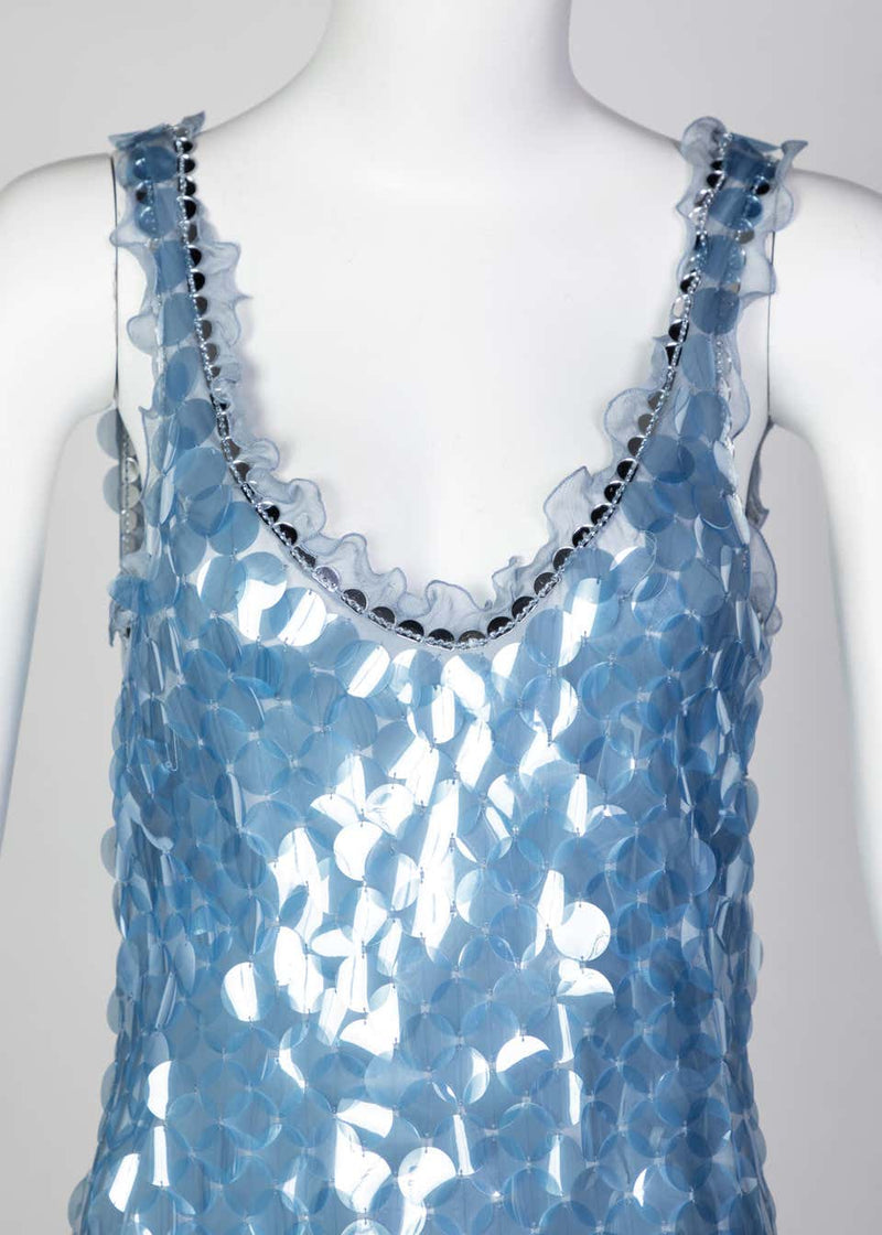 Prada Shimmering Blue Silk Paillette Plunge Back Dress, 2012