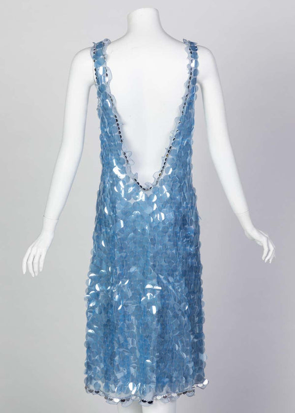 Prada Shimmering Blue Silk Paillette Plunge Back Dress, 2012