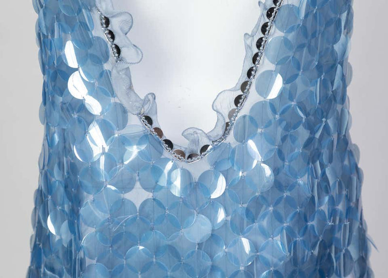 Prada Shimmering Blue Silk Paillette Plunge Back Dress, 2012
