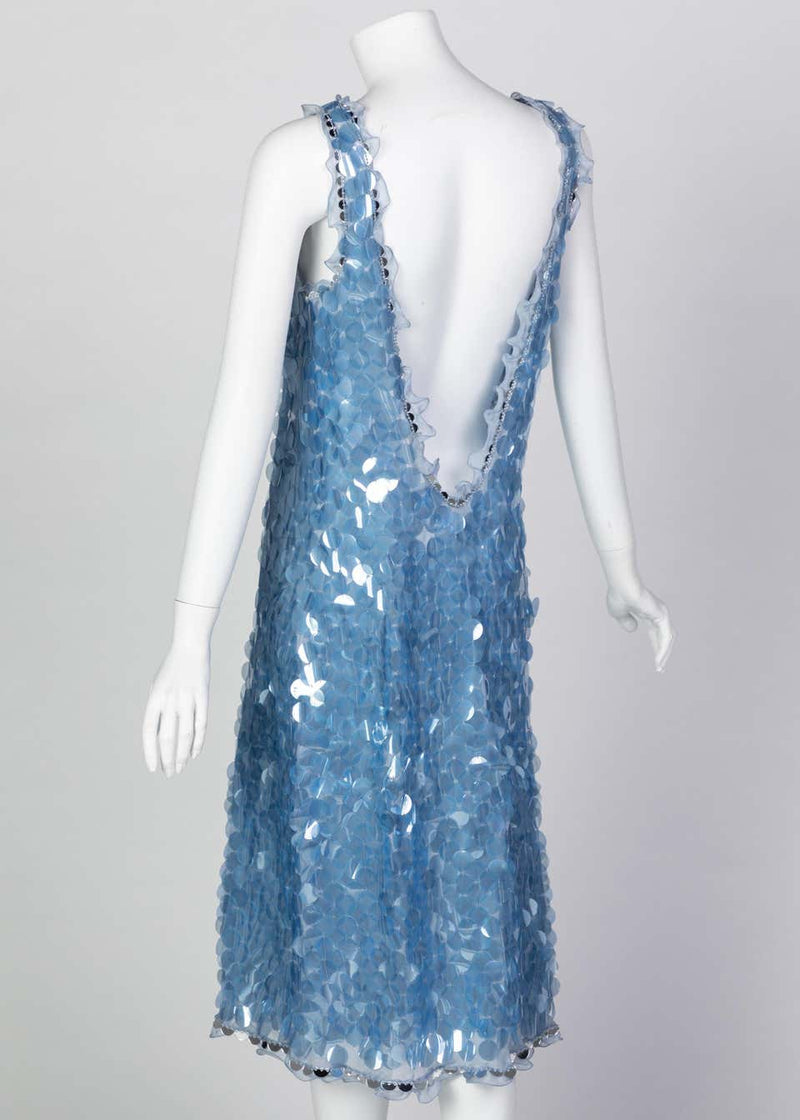 Prada Shimmering Blue Silk Paillette Plunge Back Dress, 2012