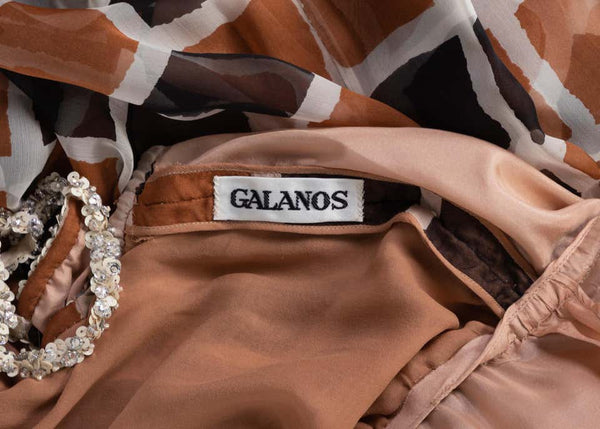 James Galanos Couture Chiffon Dress with Sequin Lattice Straps, 1980s