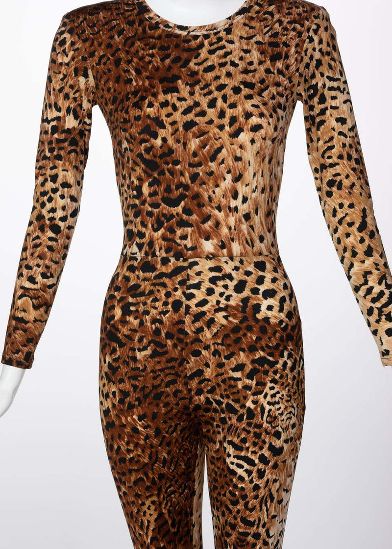 Leonard Paris Leopard Print Catsuit Runway 1990s