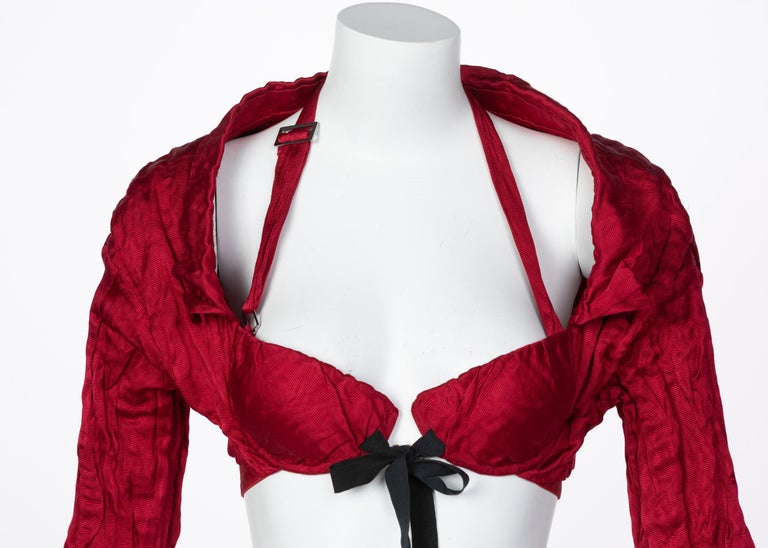 Prada Red Silk Bolero Bra Top, 2009