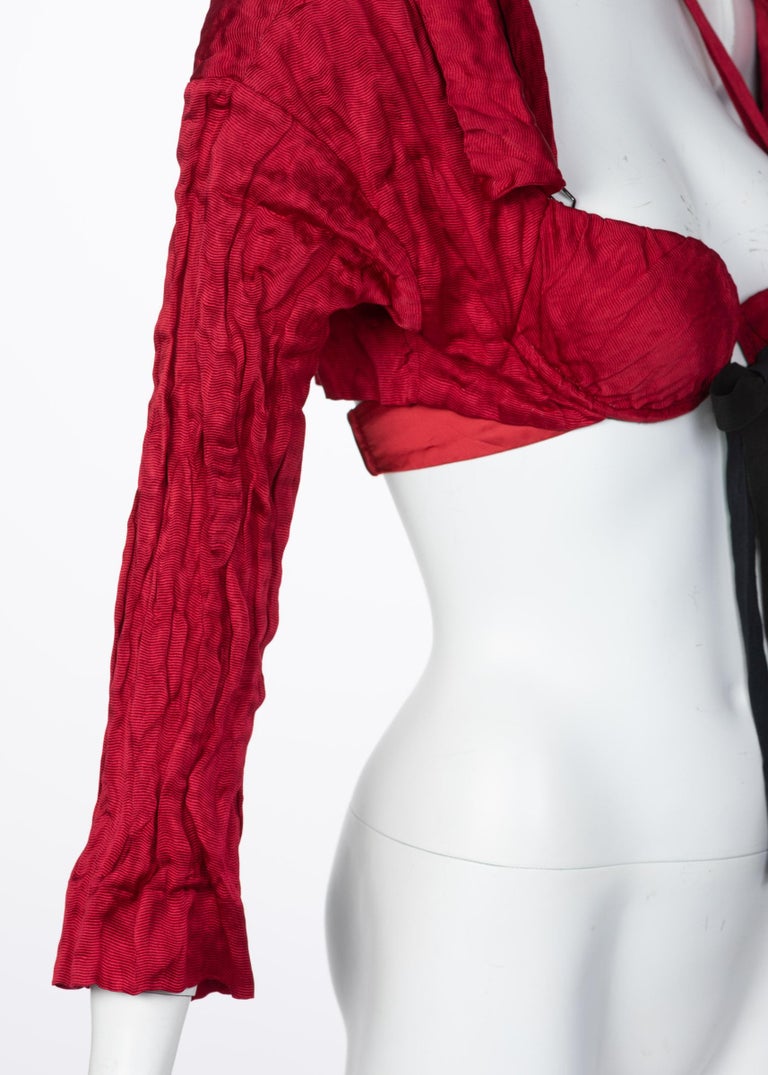 Prada Red Silk Bolero Bra Top, 2009