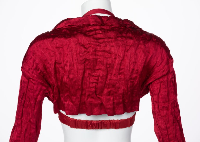 Prada Red Silk Bolero Bra Top, 2009