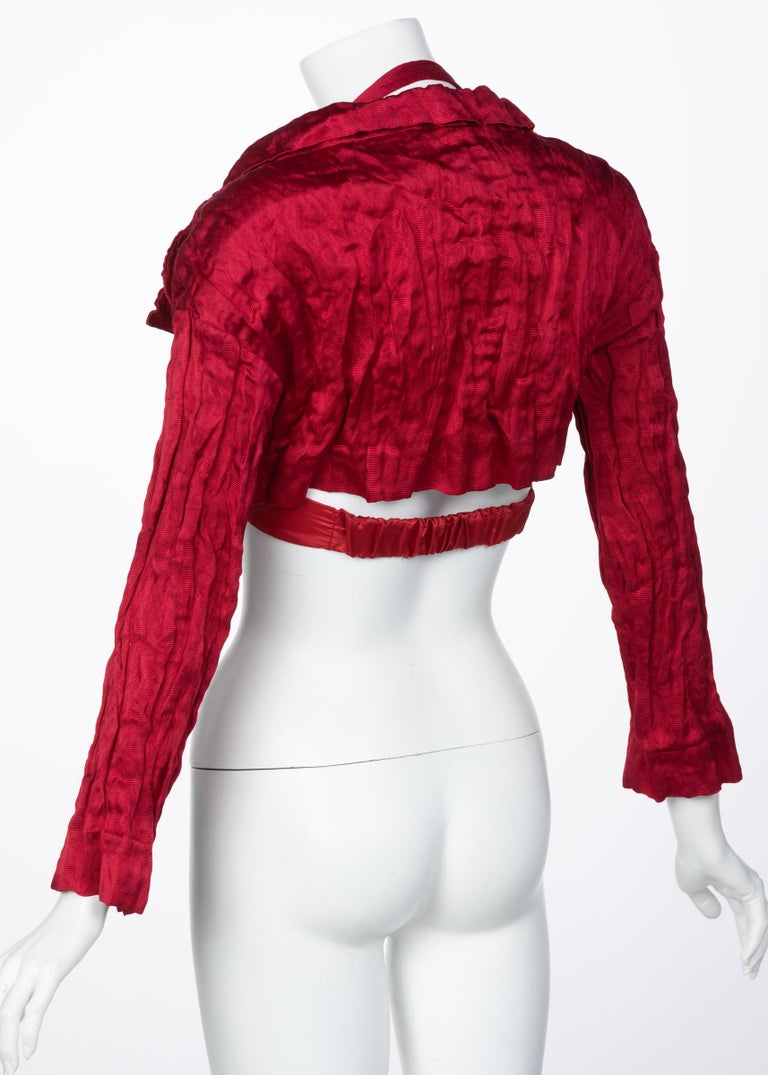 Prada Red Silk Bolero Bra Top, 2009