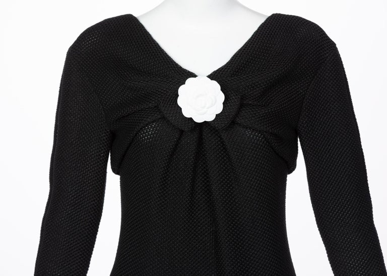 Chanel Shimmer Black V Neck Bow Dress Runway 2013