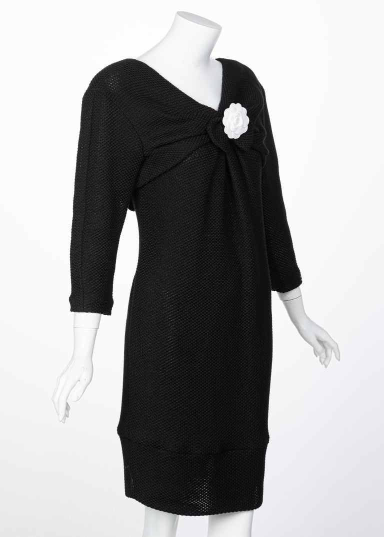 Chanel Shimmer Black V Neck Bow Dress Runway 2013