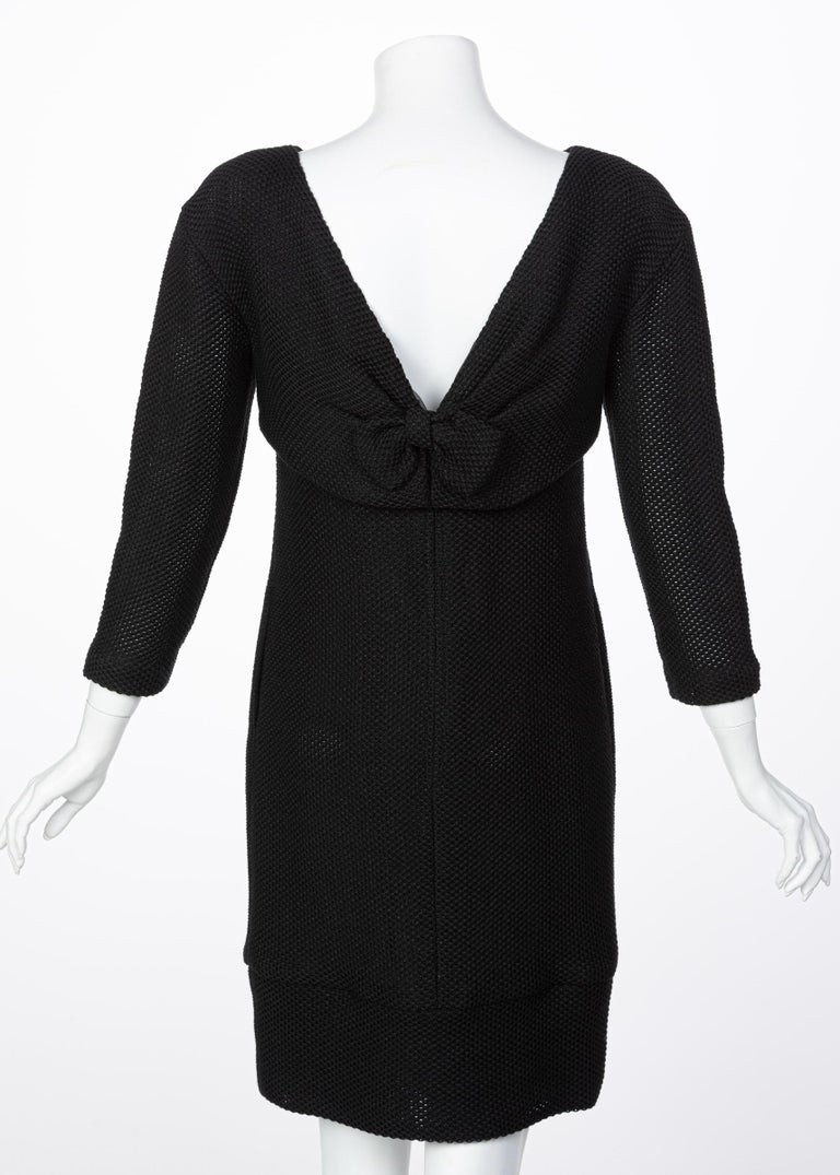 Chanel Shimmer Black V Neck Bow Dress Runway 2013