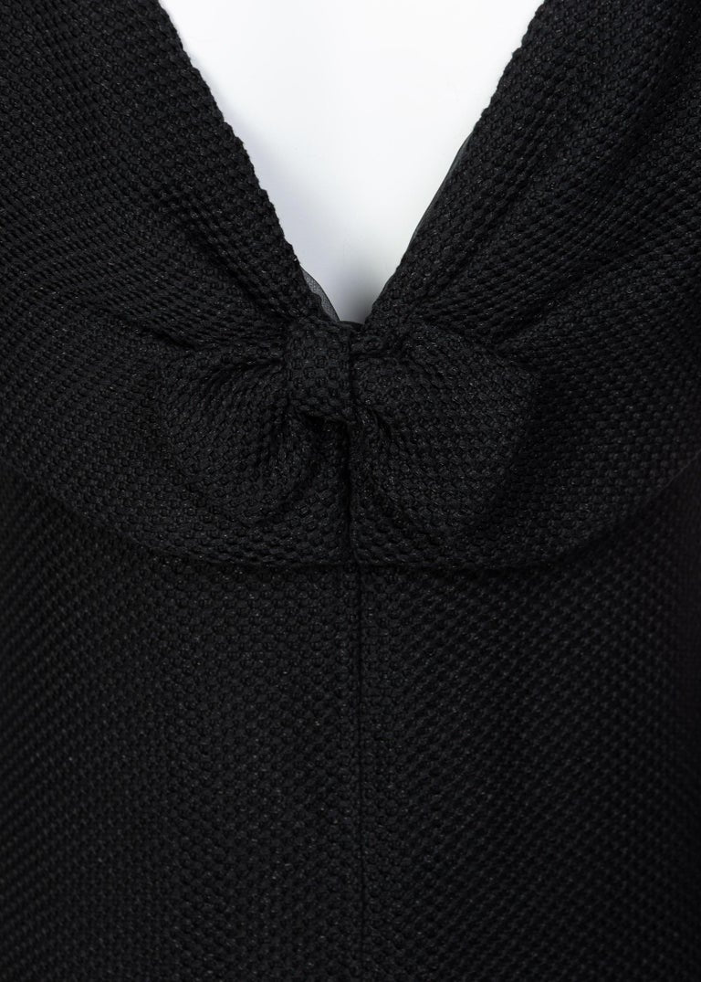 Chanel Shimmer Black V Neck Bow Dress Runway 2013