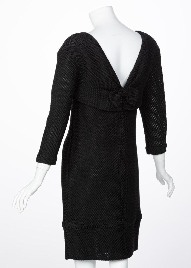 Chanel Shimmer Black V Neck Bow Dress Runway 2013