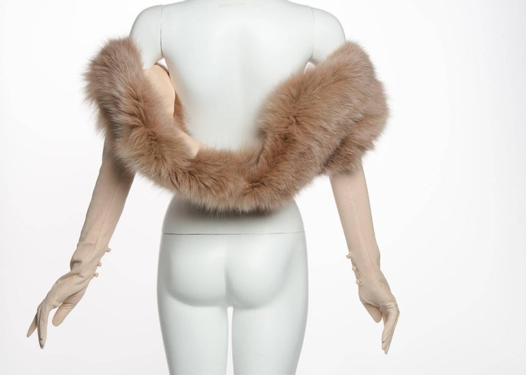 Nina Ricci Fall Runway Fox Fur Shawl Attached Leather Gloves, 2012