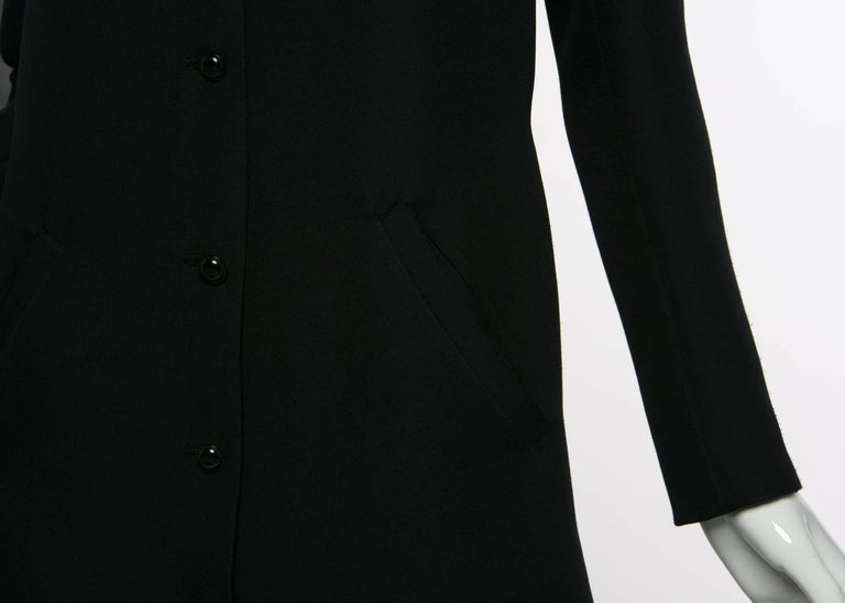 1960s Courrѐges Paris Mod Black Maxi Coat with Hood