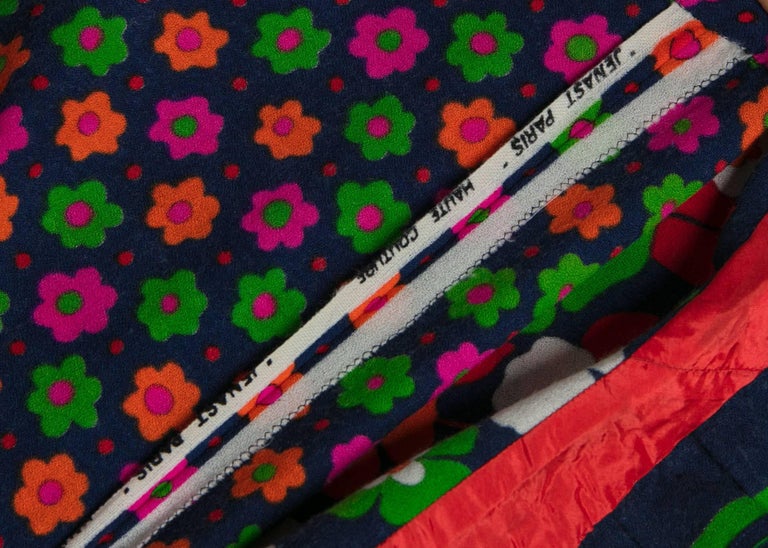 1970s Lanvin Haute-Couture Multicolored Florals Wool Skirt & Shawl Set