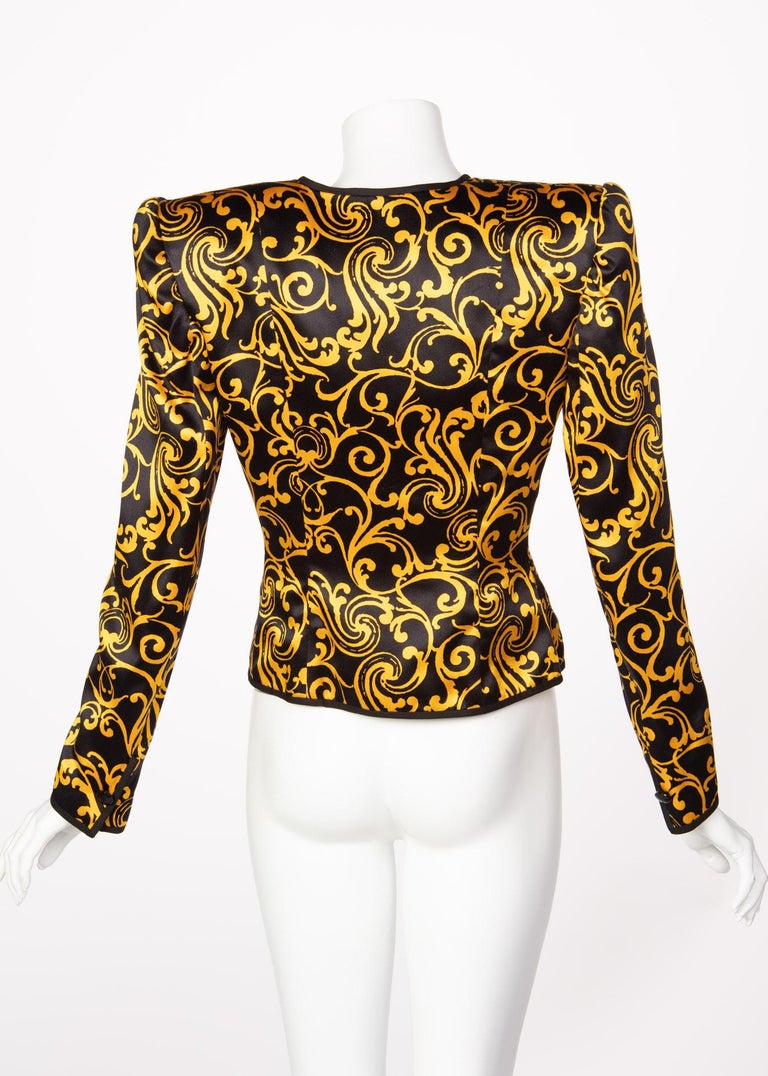 1980s Odicini Couture Black and Yellow Silk Strapless Cocktail Dress and Jacket