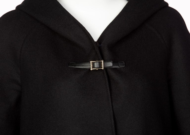 Valentino Black Wool Angora Hoodie Leather Buckle Jacket