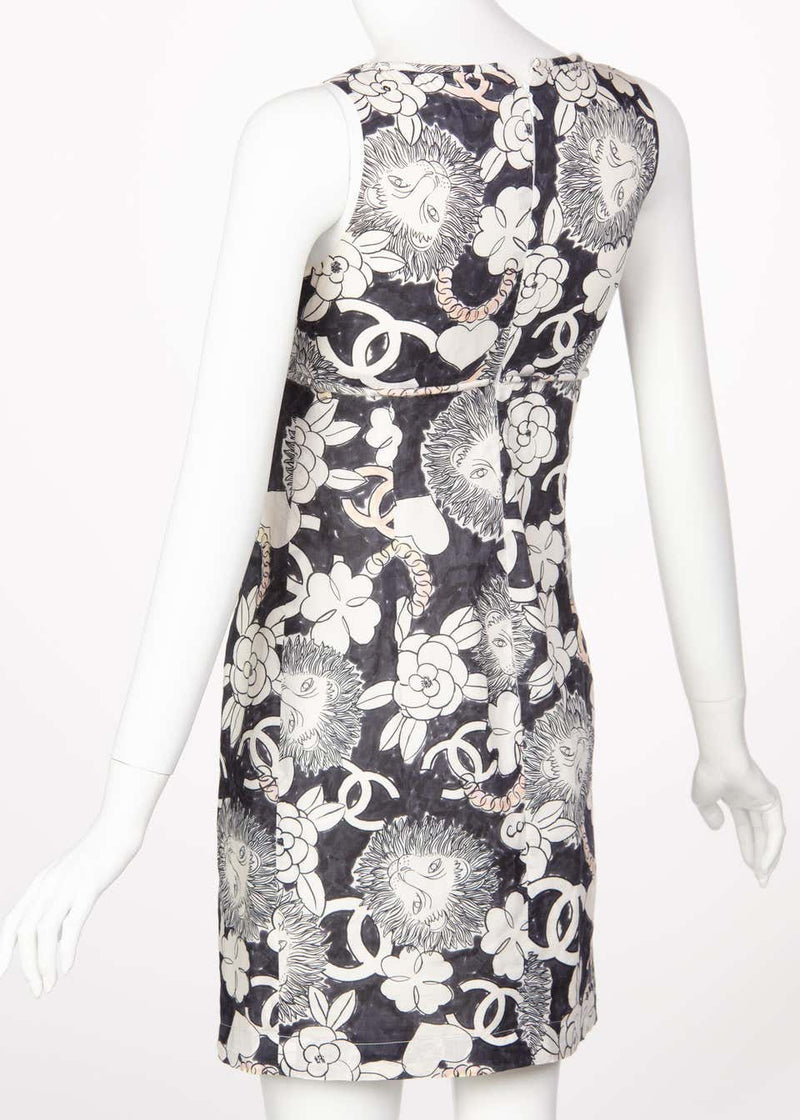 Chanel Lion Camellia Logo Sleeveless Mini Shift Dress