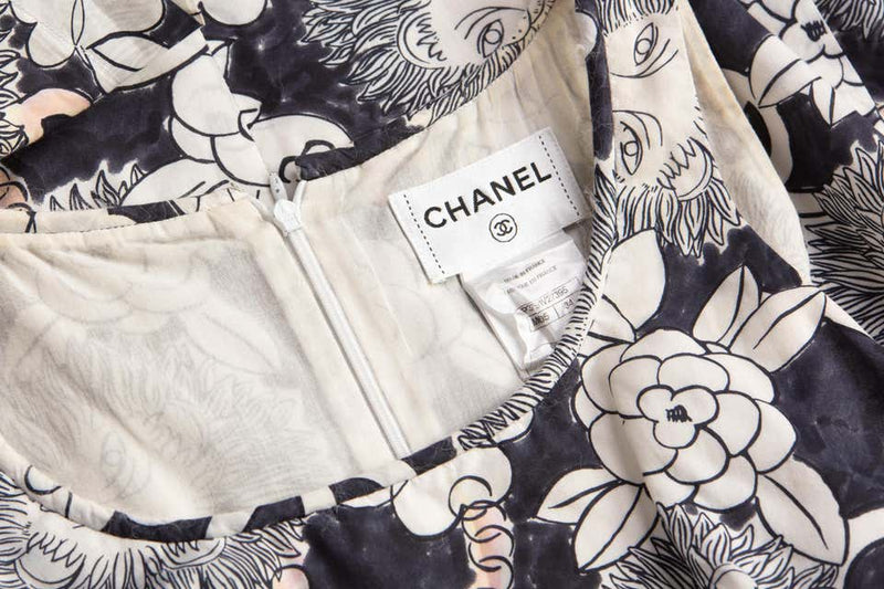 Chanel Lion Camellia Logo Sleeveless Mini Shift Dress