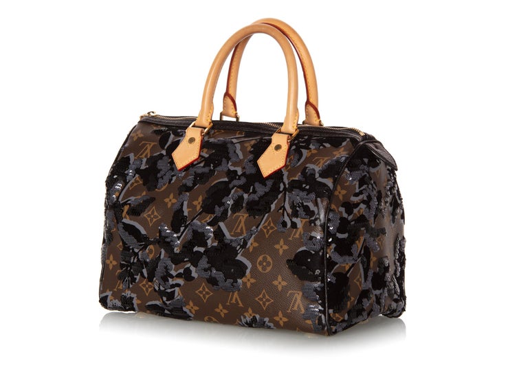 Louis Vuitton Limited Edition Fleur de Jais Monogram Speedy 30 Bag