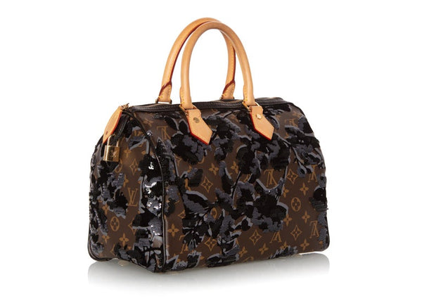 Louis Vuitton Limited Edition Fleur de Jais Monogram Speedy 30 Bag