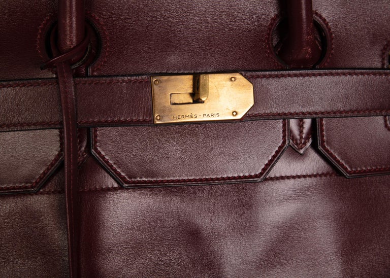 Hermès Bonwit Teller Vintage Burgundy Travel Birkin Bag, 1970s