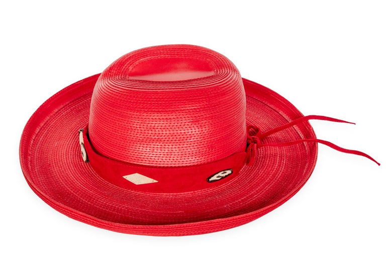 Patricia Underwood Red Leather Western Hat, 1980s