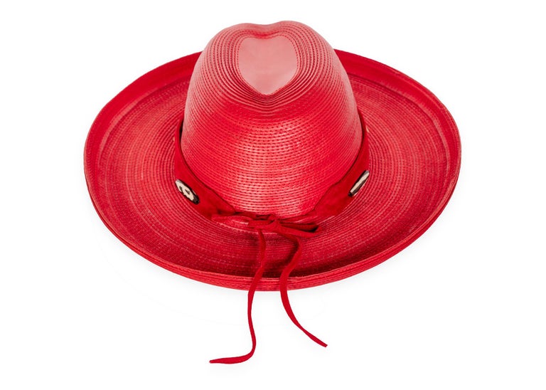 Patricia Underwood Red Leather Western Hat, 1980s