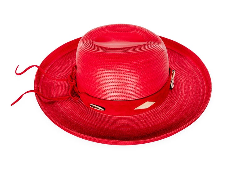 Patricia Underwood Red Leather Western Hat, 1980s