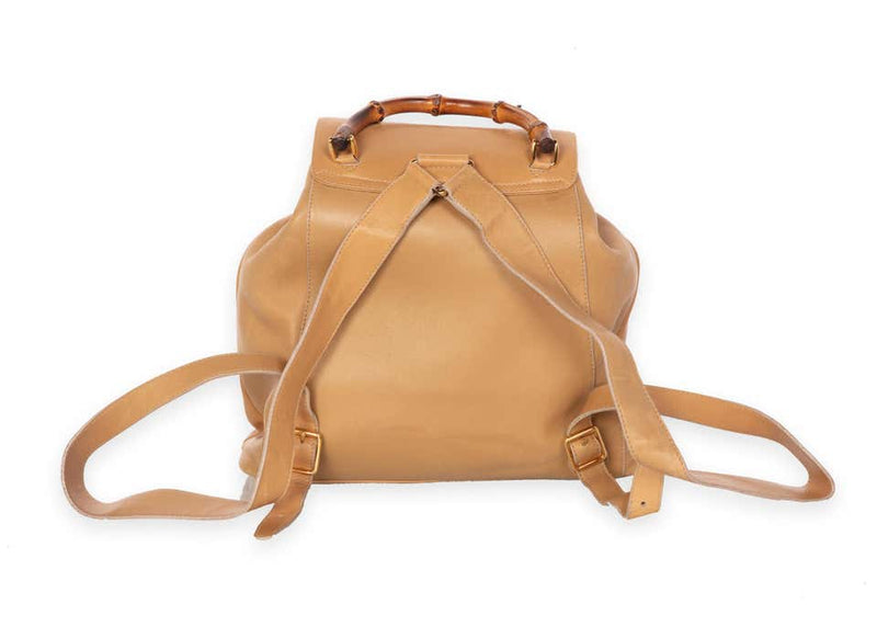 Gucci Vintage Leather and Bamboo Handle Backpack