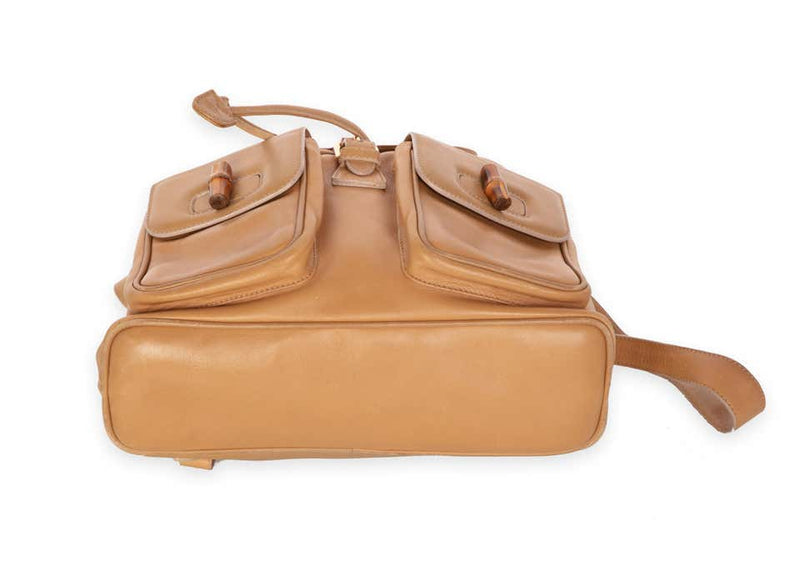 Gucci Vintage Leather and Bamboo Handle Backpack