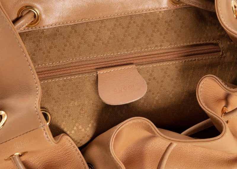 Gucci Vintage Leather and Bamboo Handle Backpack