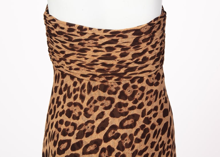 Pamella Roland Silk Leopard Print Strapless Evening Gown and Shawl