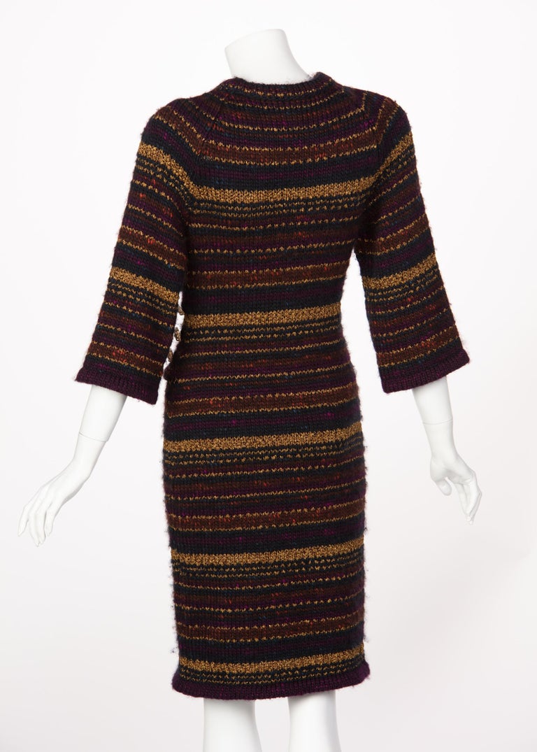 Chanel Paris Byzance Wool Cashmere Gold Gripoix Button Sweater Dress, 2011