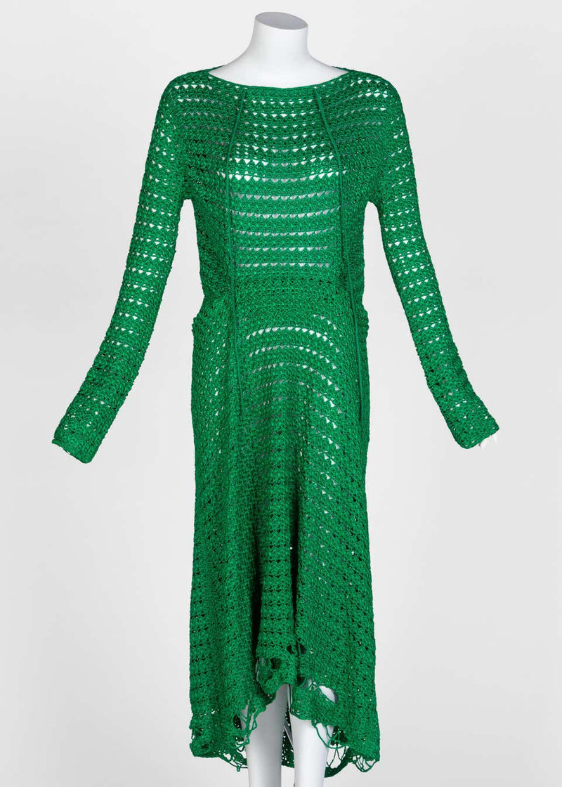 Balenciaga Emerald Green Crochet Dress 2017 Basha Gold
