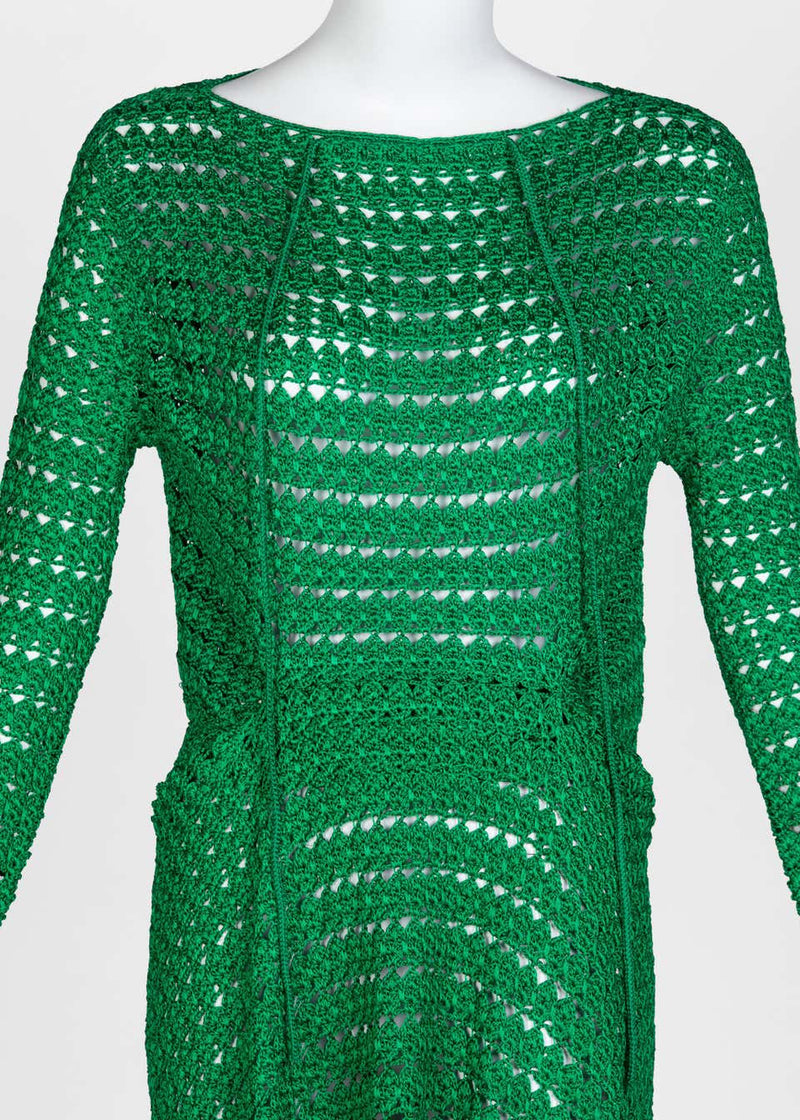 Balenciaga Emerald Green Crochet Dress, 2017 Basha Gold Balenciaga Emerald Green Crochet Dress, 2017 Basha Gold