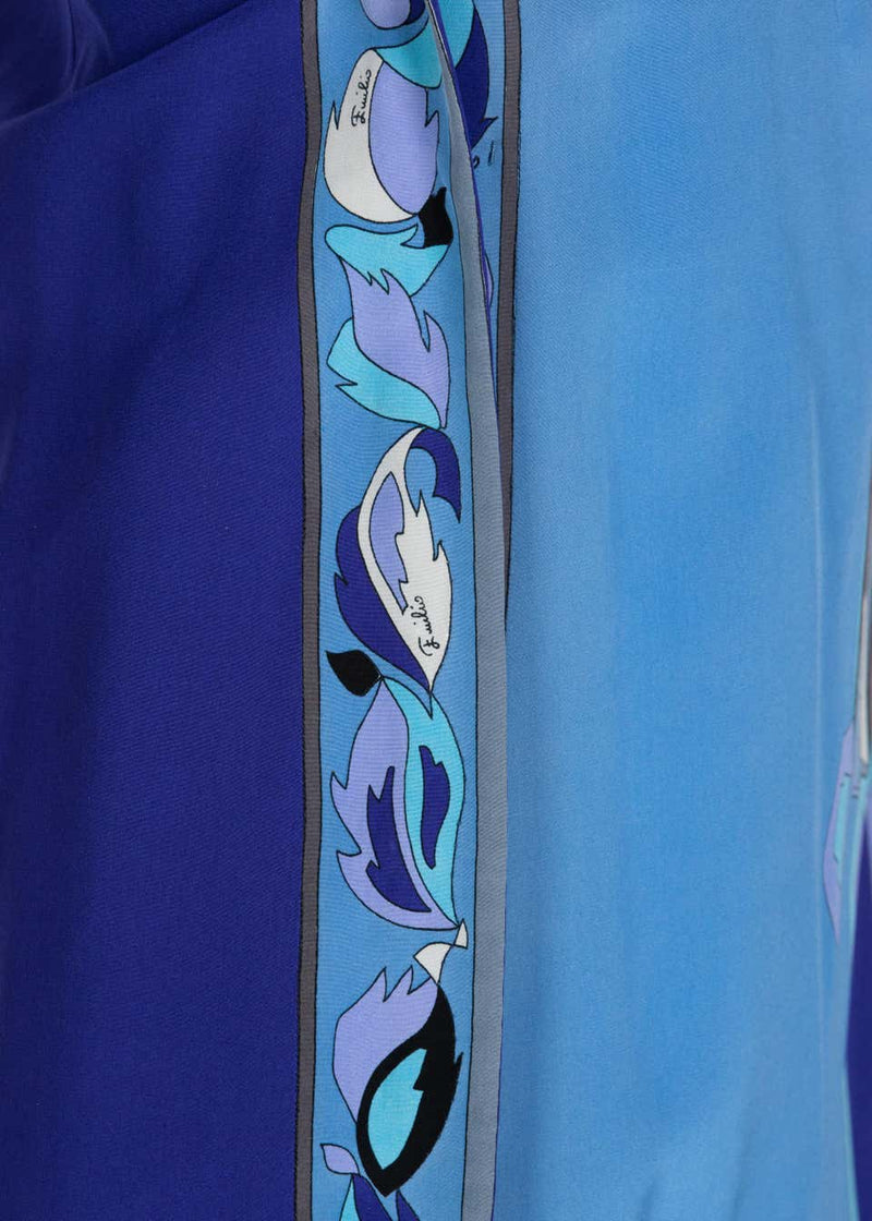 Pucci Purple Blue Single Stem Rose Print Maxi Skit, 1960s