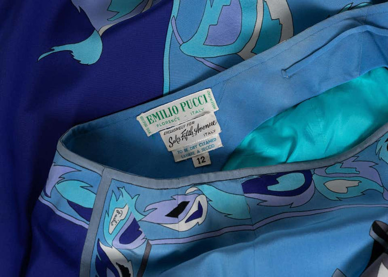 Pucci Purple Blue Single Stem Rose Print Maxi Skit, 1960s