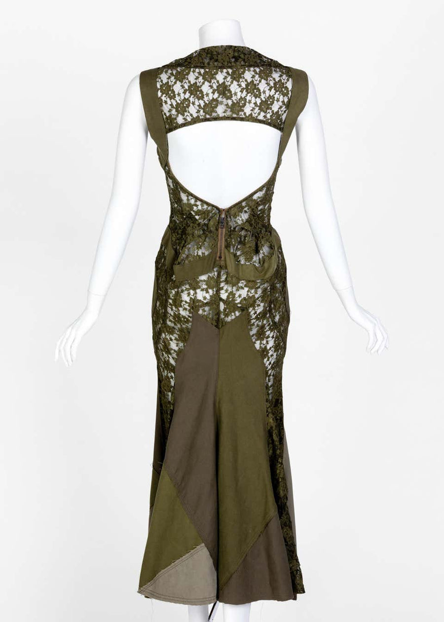 Junya Watanabe Comme des Garçons Green Sleeveless Lace Patch