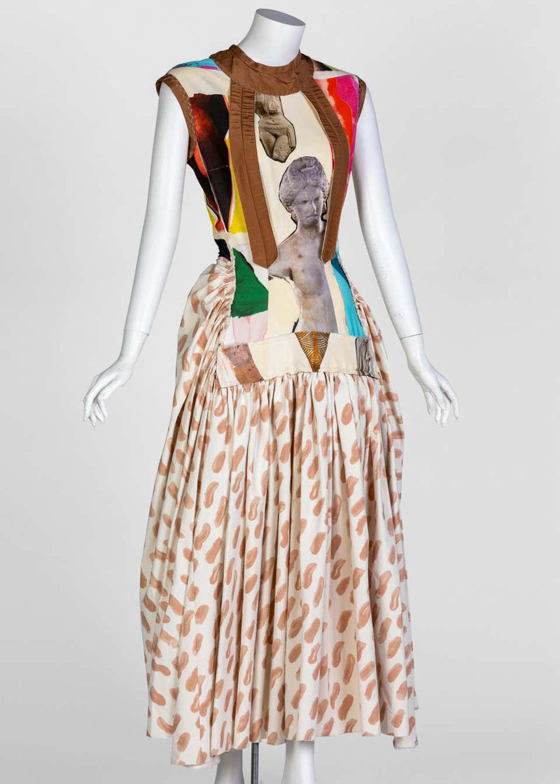 Marni Sculptural cotton Canvas Venus Print Dress Runway, 2019