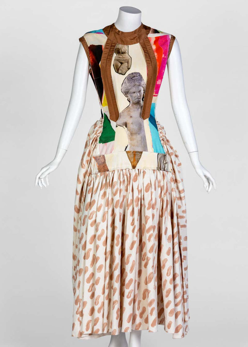 Marni Sculptural cotton Canvas Venus Print Dress Runway, 2019
