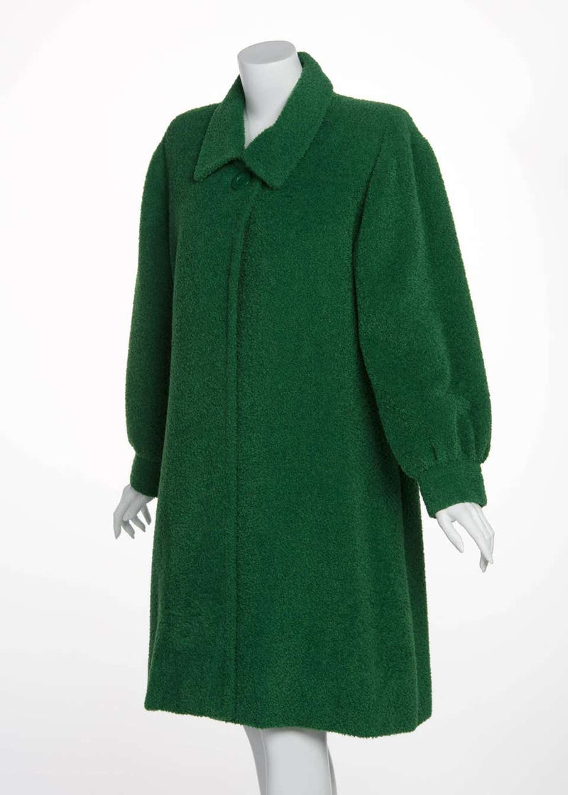 Fall/ Winter Givenchy Haute Couture Green Textured Wool Coat, 1995
