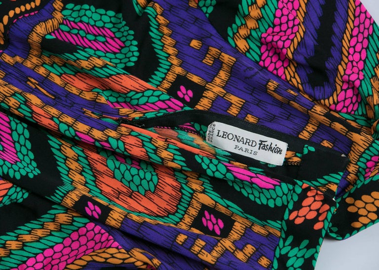 Leonard Paris Silk Jersey Print Dress Documented 1970s