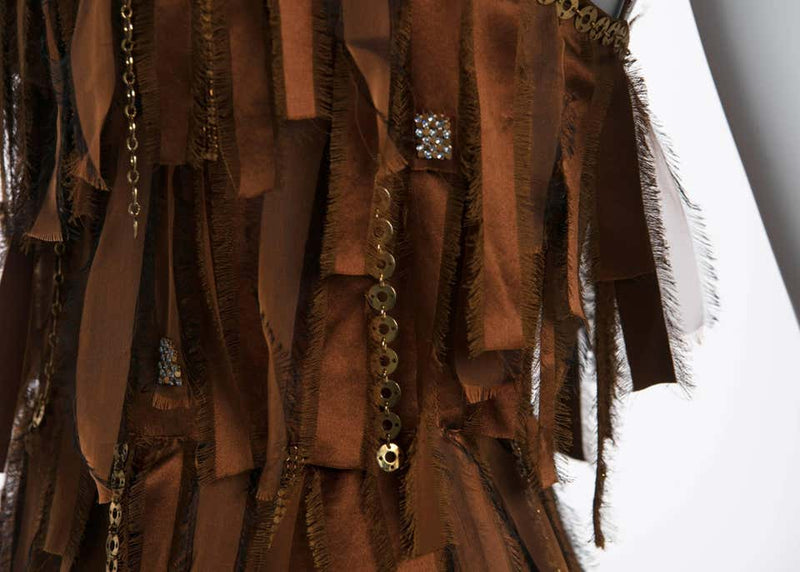 Paco Rabanne Copper Silk Gold Chain Fringe Dress, Fall 2004