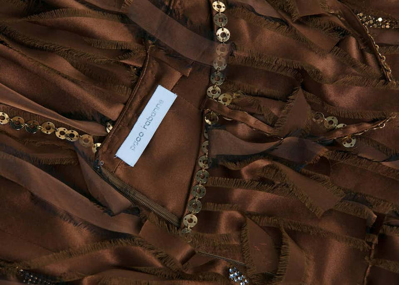 Paco Rabanne Copper Silk Gold Chain Fringe Dress, Fall 2004