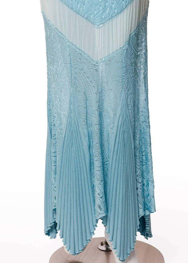 Christian Dior by Galliano Powder Blue Knit Lace Silk Inset Mermaid Skirt