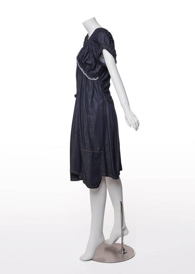 Comme des Garçons Short Sleeve Sculpted Pleats Denim Dress