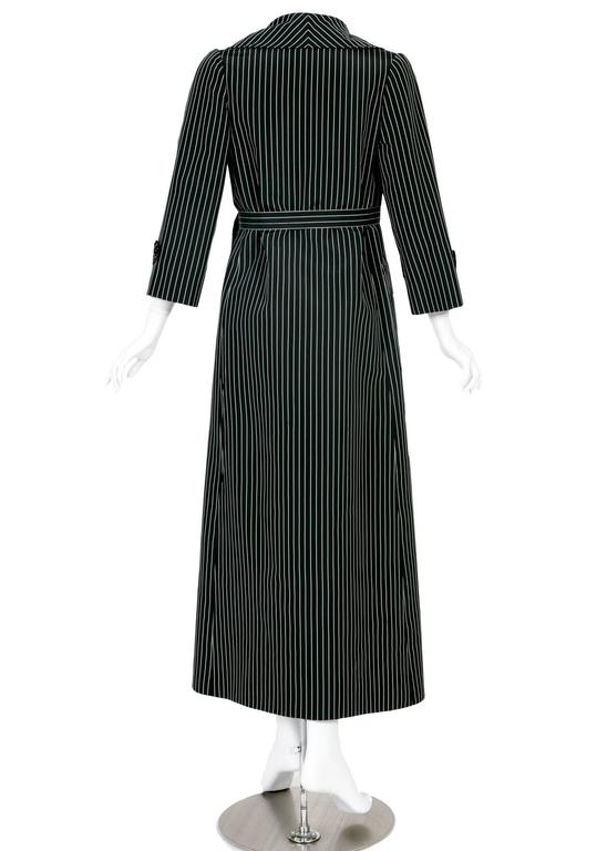 1960s Tiziani Roma by Karl Lagerfeld Black Striped Taffeta Wrap Coat